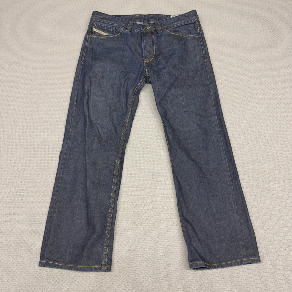 Diesel Jeans Mens 31x30 Blue Dark Wash Denim Viker Button Fly Straight Fit